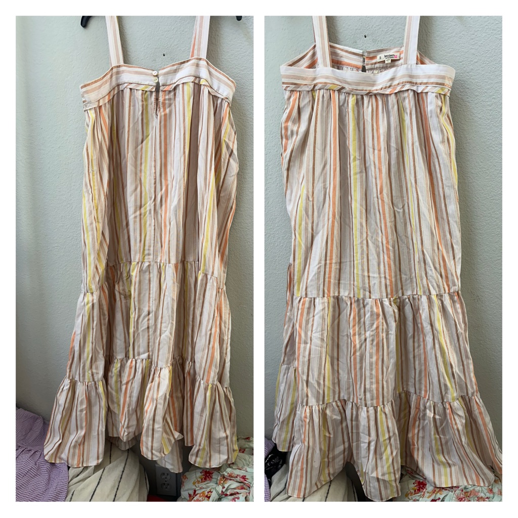 Anthro Lemlem White Pink Metallic Sleeveless A-Line Maxi Dress Women’s M